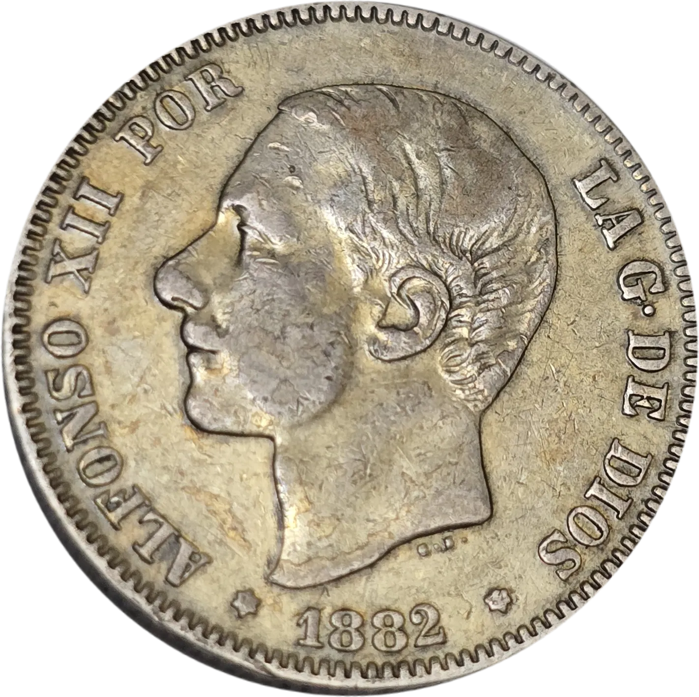 سکه اسپانیا 2 پزتا اسپانیا نقره 1882